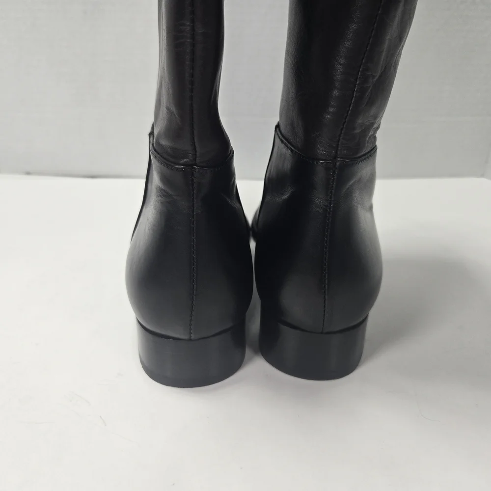 Via Spiga Italian Black Leather Riding Boots Women's Size 7 1/2 7.5